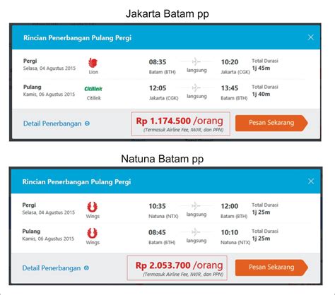 Bagian 2: Harga Tiket Pesawat dari Batam ke Padang