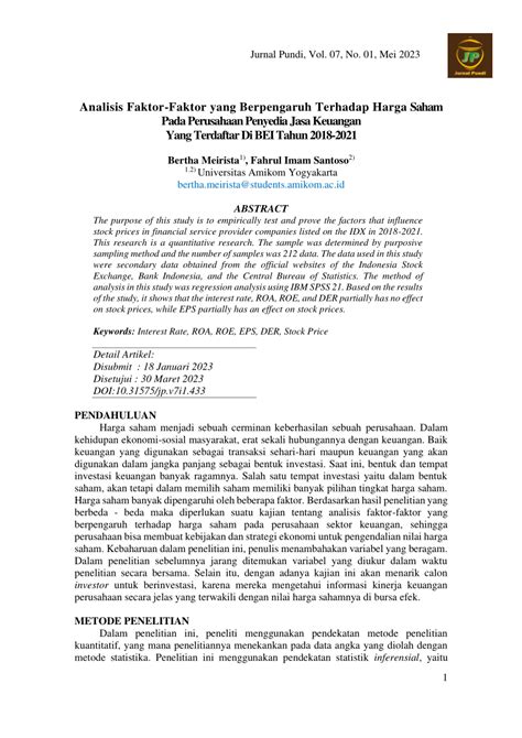 Faktor-faktor yang Berpengaruh Terhadap Harga