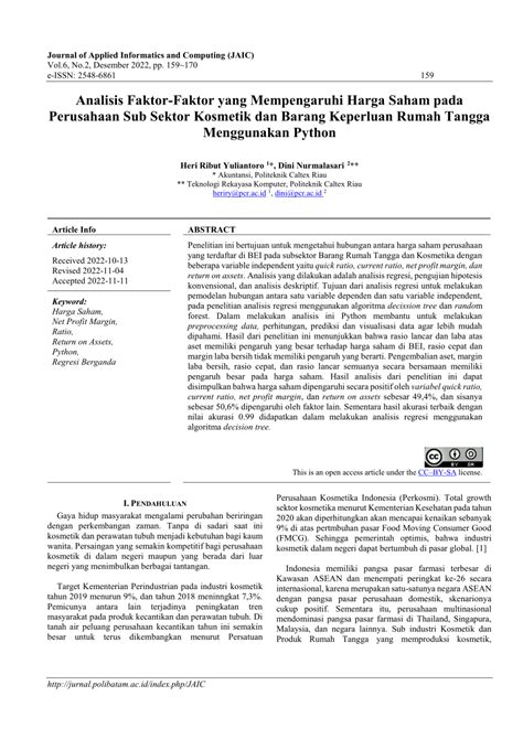 Analisis Faktor-Faktor yang Mempengaruhi Harga Saham