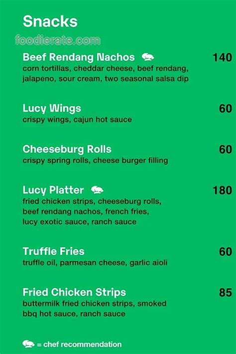 Menu Lucian Lucy in the Sky