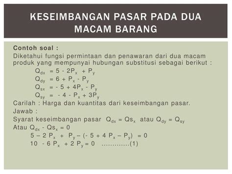 Penerapan Matematika pada Harga Keseimbangan