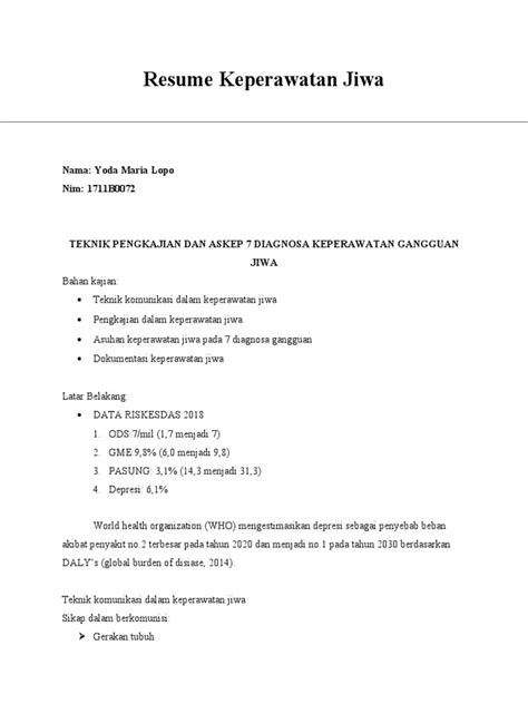 Mengapa Harga Diri Rendah Penting dalam Menulis Resume Keperawatan Jiwa?