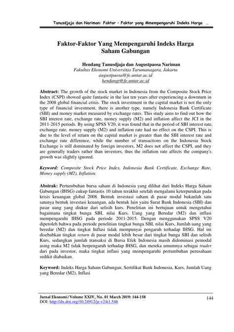 Faktor-Faktor yang Mempengaruhi Indeks Harga